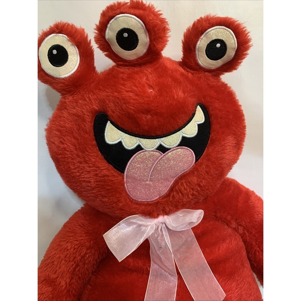 38" Large Promo Monster Plush Red Stuffed‎ Animal Three 3 Eyes Eyed Alien Soft